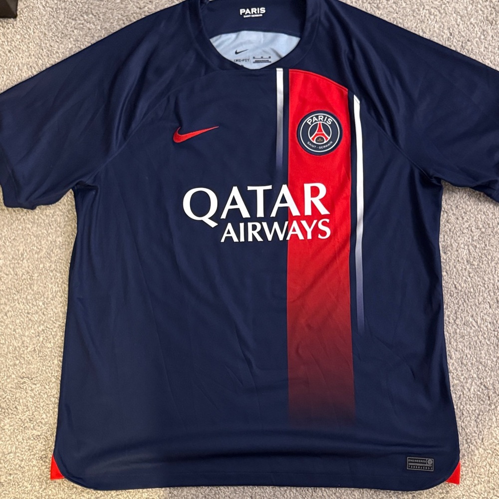 Nike PSG Navy and Red Soccer Jersey